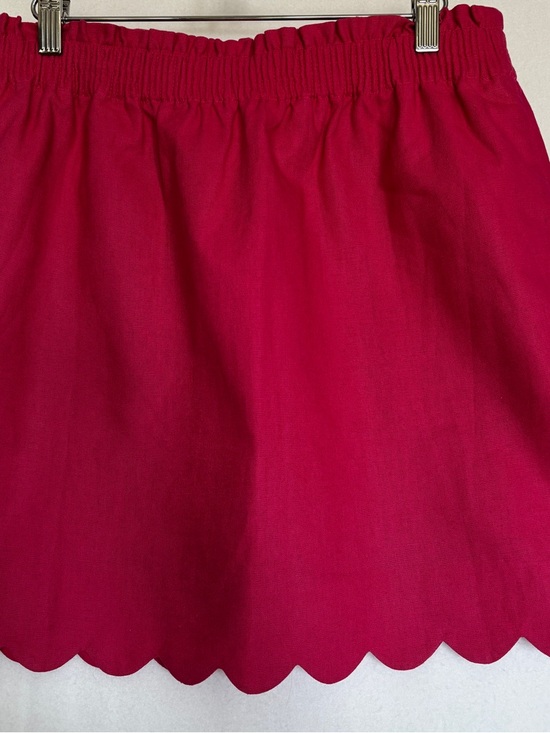 J. Crew Dresses & Skirts - J. Crew Bright Pink Scalloped Mini Skirt Size 10 Elastic Waist Lined Linen